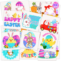 OLIKER Easter tattoos 160pcs pack for kids' party favors and baskets