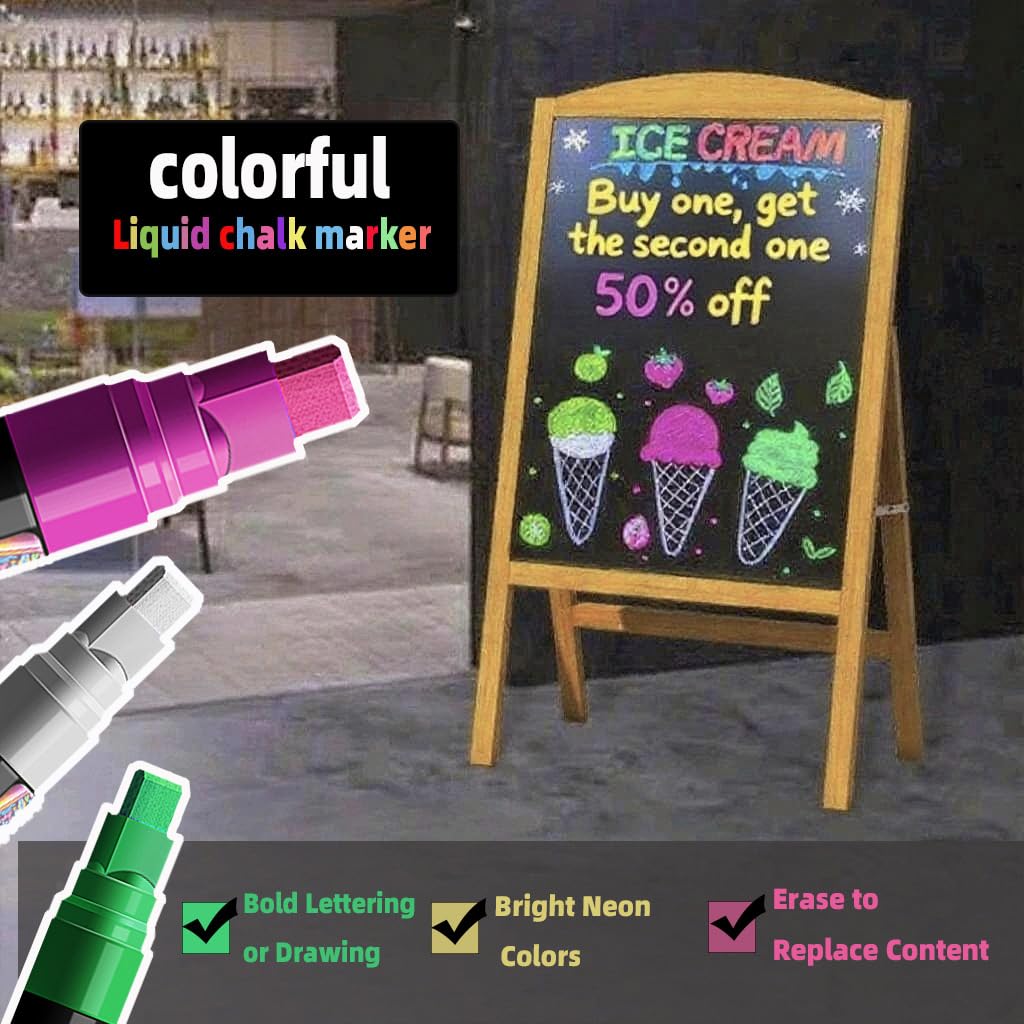 OLINGYOU liquid chalk ink delivers washable marks on windows and boards.