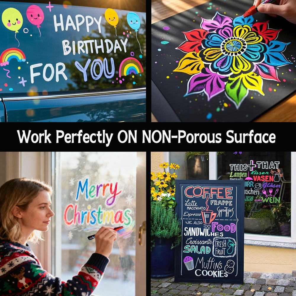 OLINGYOU non-toxic water-based ink offers safe, wipeable chalk marks on glass.