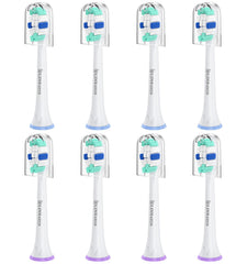 OLINS KAKO replacement brush heads for Philips Snap-On handles, 8-pack for thorough everyday cleaning.