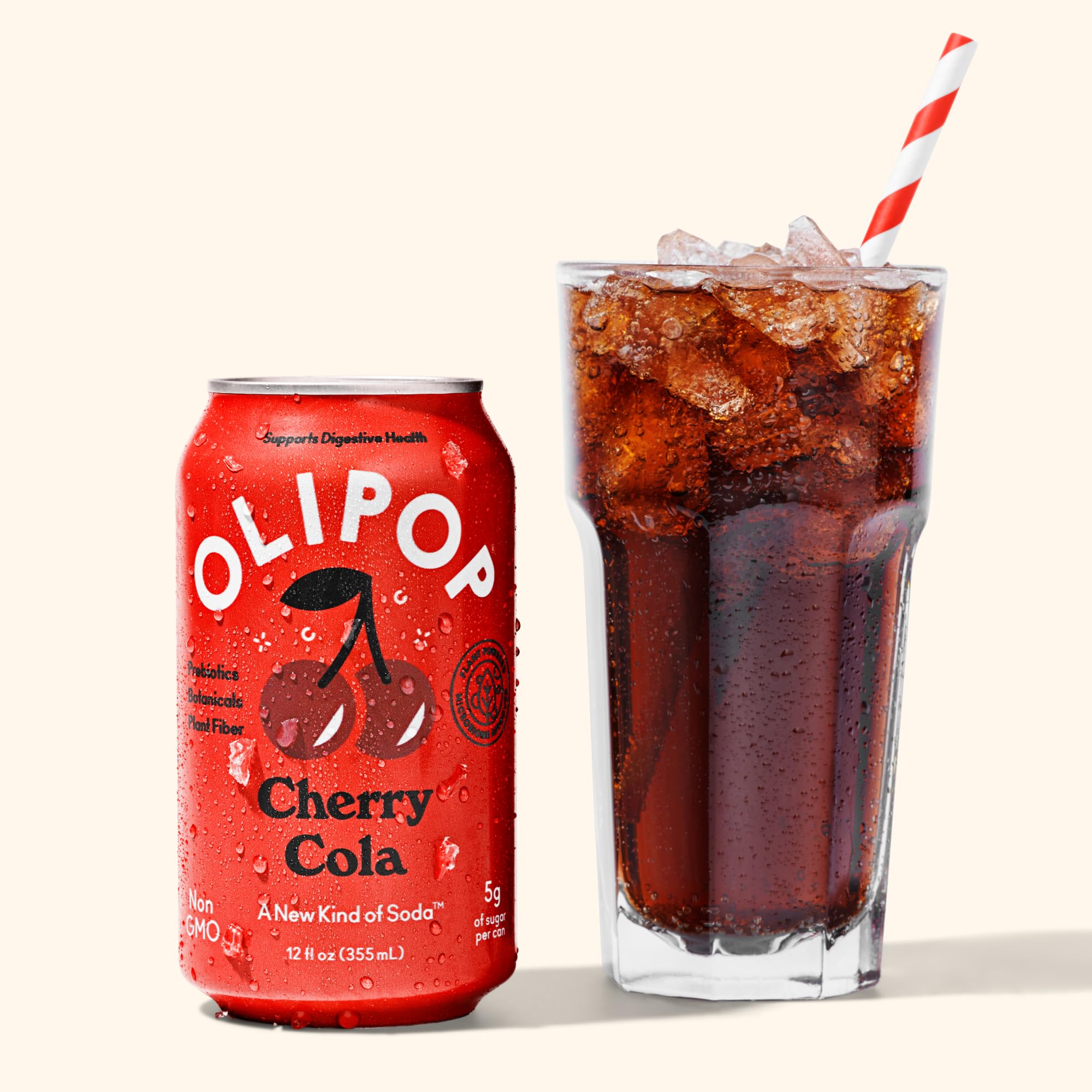 OLIPOP Cherry Cola pantry pack outer box on kitchen counter