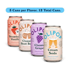 OLIPOP Classic Grape soda can, close-up, vibrant flavor for refreshing sips