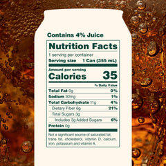 OLIPOP Classic Root Beer can being poured with a citrus twist for refreshing flavor.