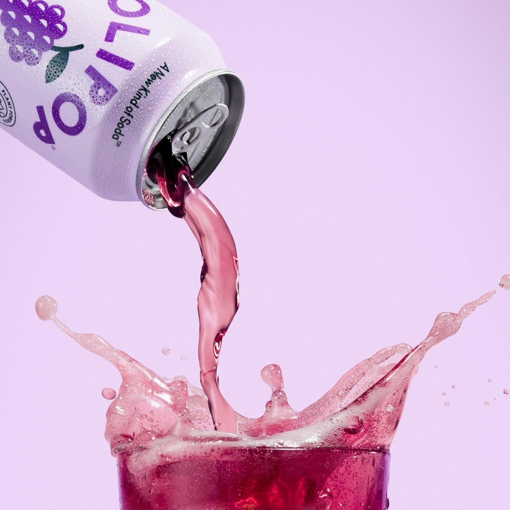 OLIPOP fiber-prebiotic graphic with plant botanicals and digestive health theme.