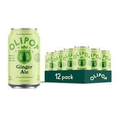 OLIPOP Ginger Ale can on a pantry shelf, inviting refreshing nostalgia.