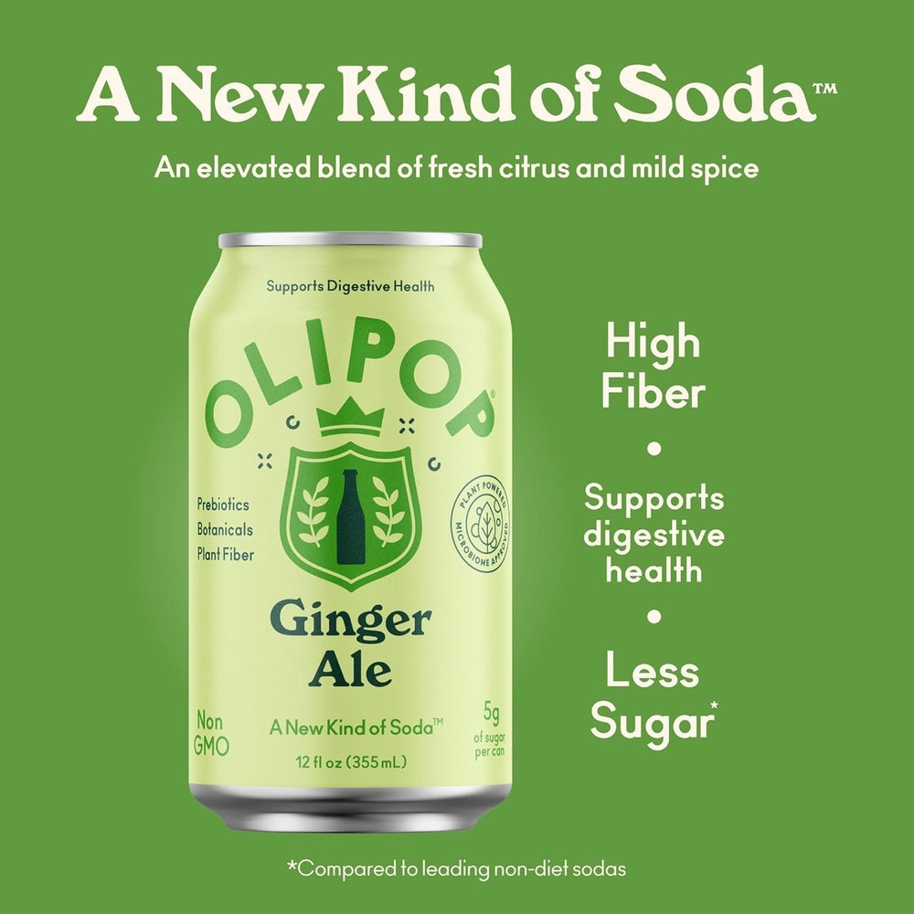 Limited edition OLIPOP Ginger Ale packaging highlighting unique design.