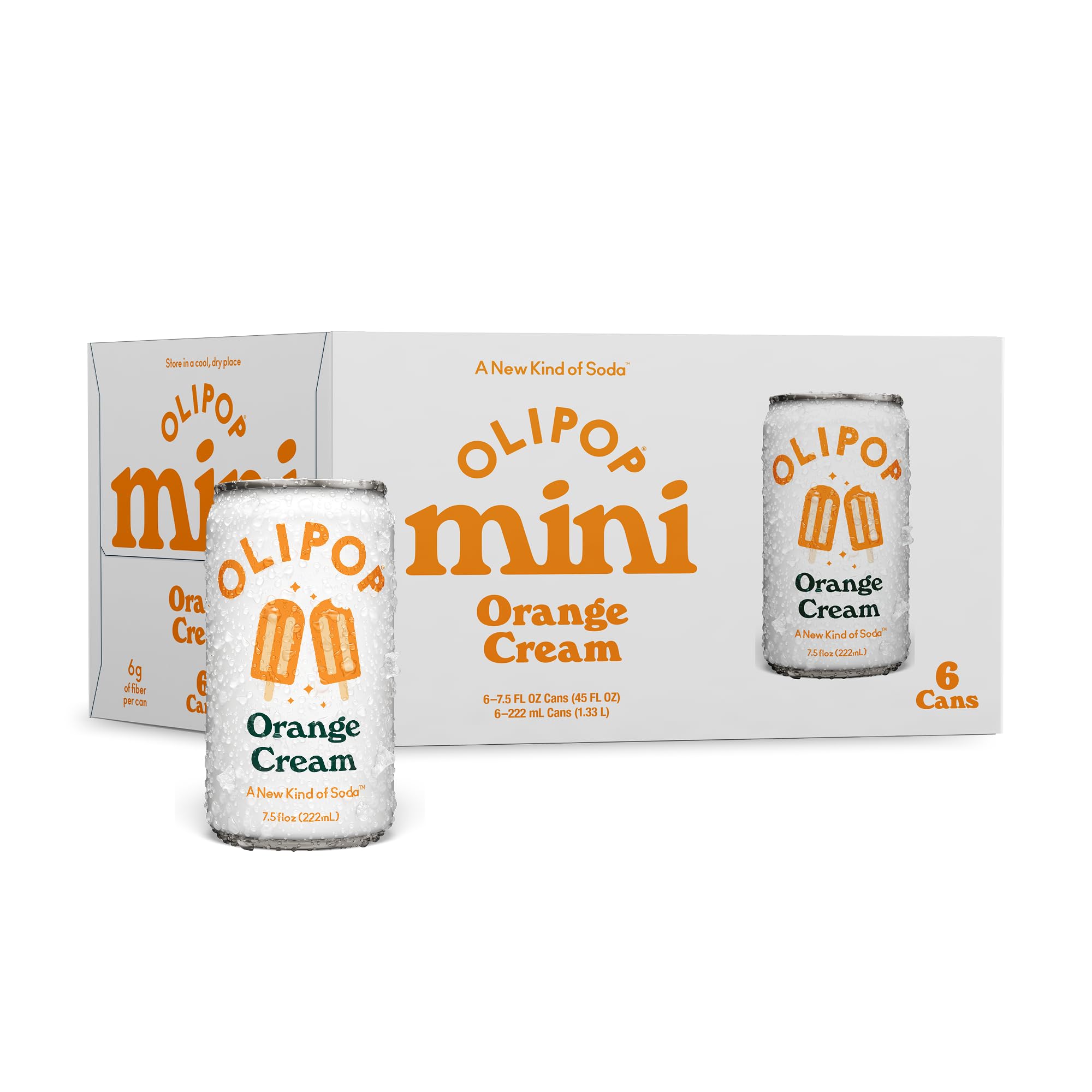 OLIPOP Minis Orange Cream can — refreshing prebiotic soda for daily gut-friendly hydration.