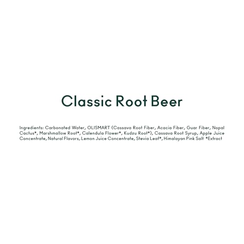 OLIPOP Root Beer bubbles in a chilled glass, accentuating indulgent taste with healthier twist.