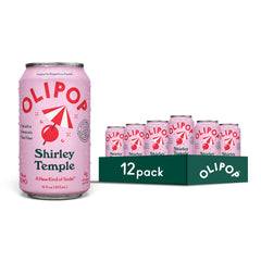 OLIPOP Shirley Temple 12-pack cans ready for a nostalgic, fiber-rich sip