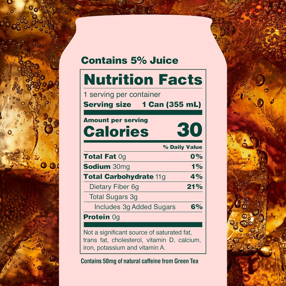 OLIPOP Vintage Cola can back with nutrition details and labeling visible.