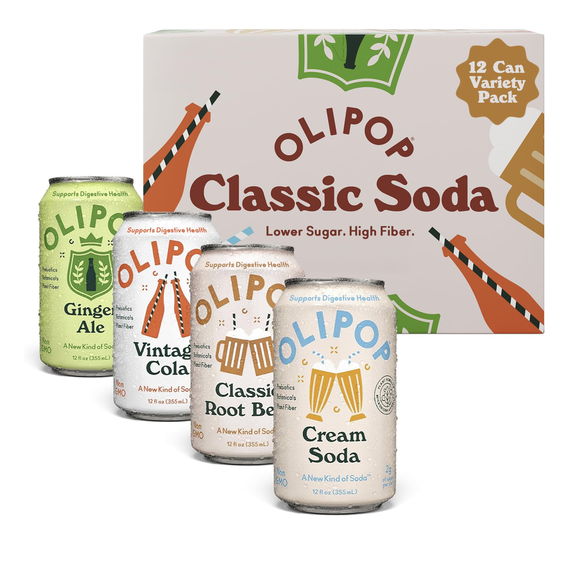 OLIPOP Vintage Cola can, a flavorful prebiotic option for a refreshing break.