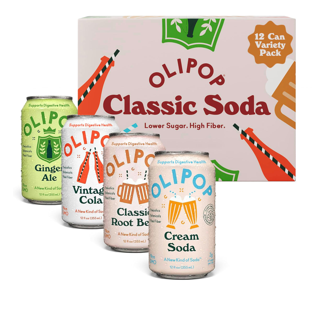 OLIPOP Vintage Cola can, a flavorful prebiotic option for a refreshing break.