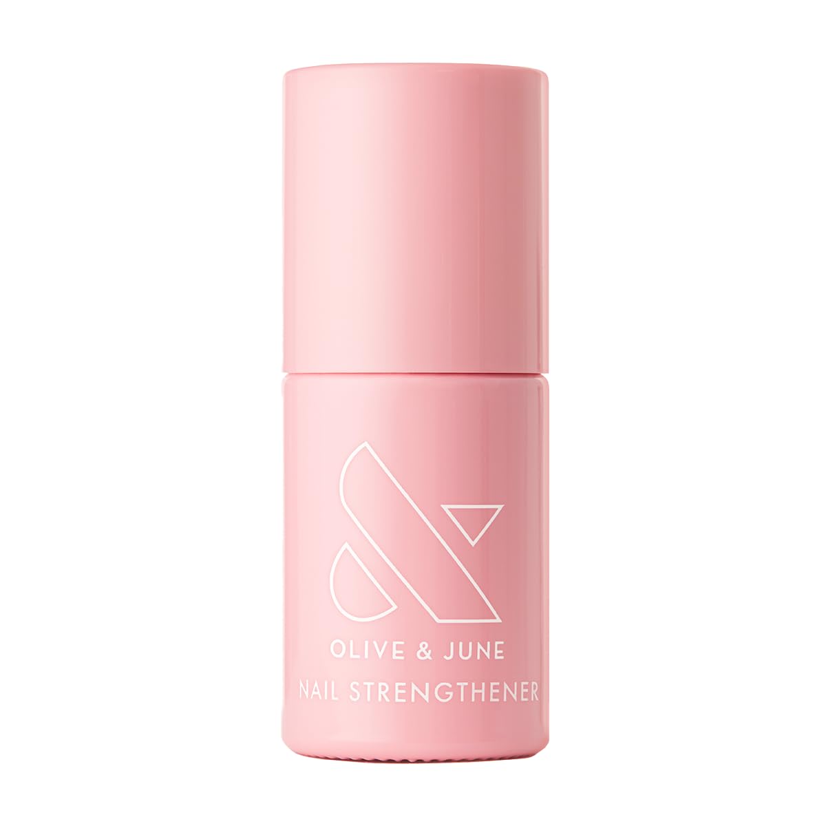 Olive and June Nail Strengthener bottle close-up shows vegan formula for stronger nails