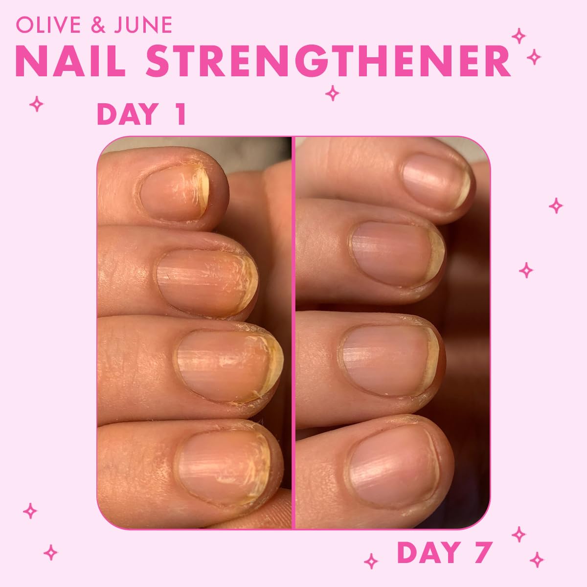 Olive and June Nail Strengthener packaging display emphasizes clean cruelty free branding