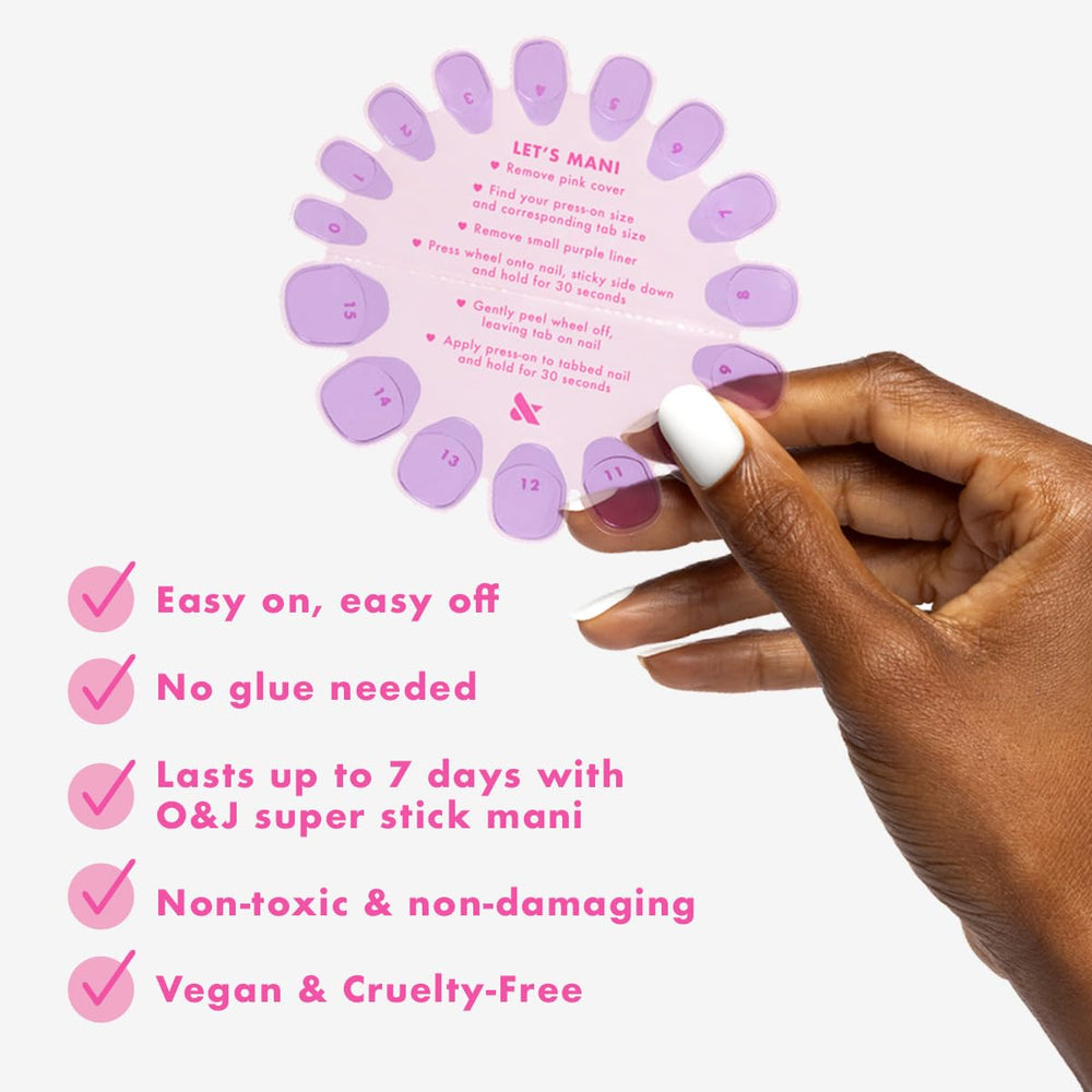 Olive & June nails on hand reveal natural fit and seamless look.