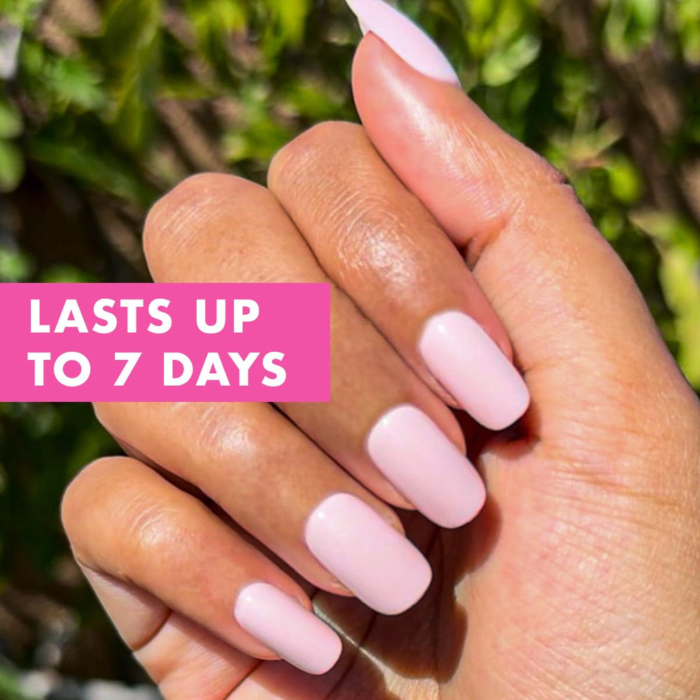 Olive & June Classic short squoval nails in tutu pastel pink for salon vibes.