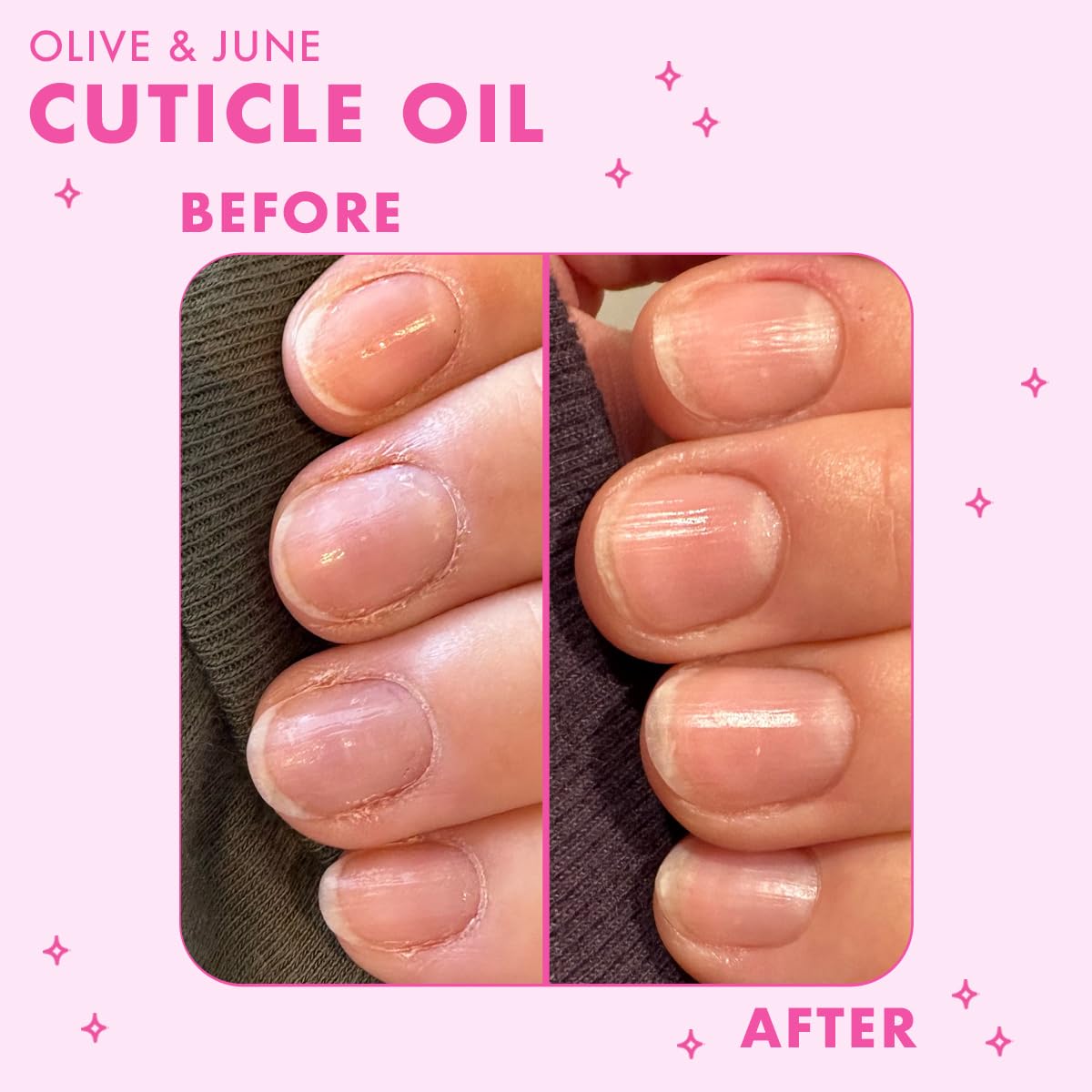 Dermatologist-tested Olive & June Cuticle Oil label on packaging