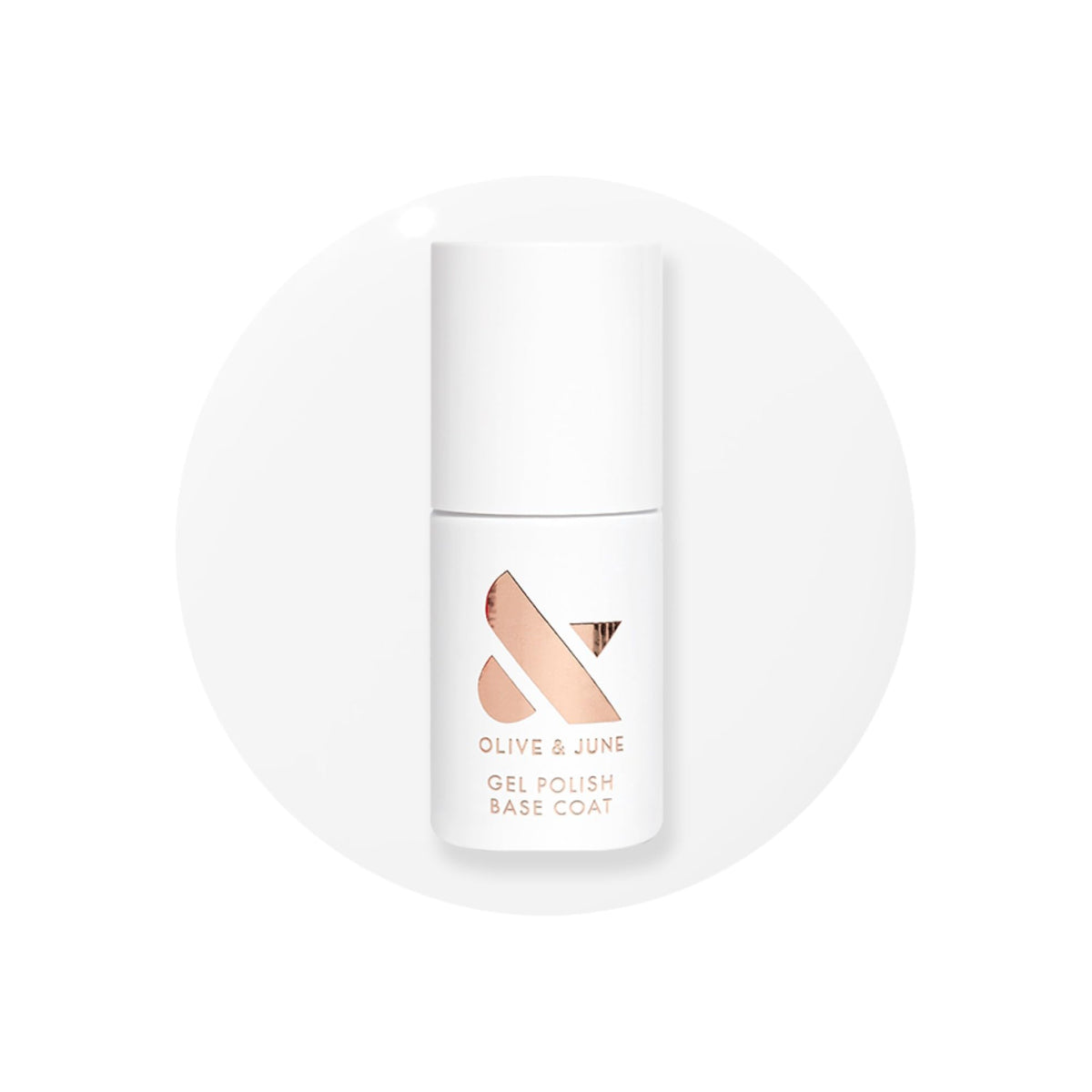 Olive & June Gel Polish Base Coat bottle forms a durable foundation for nails