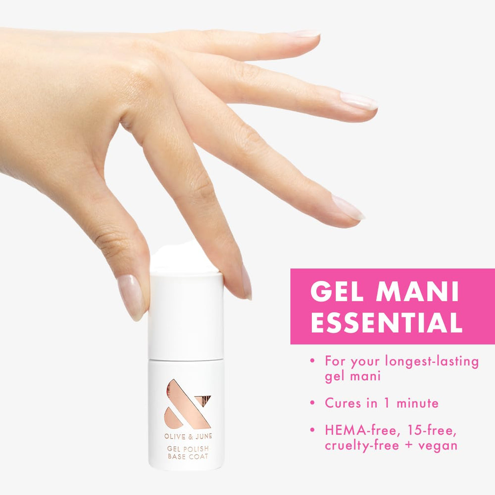 Olive & June Gel Polish Base Coat under lamp for proper cure and shine