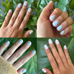 Olive & June first gel coat delivering even coverage and precise color.
