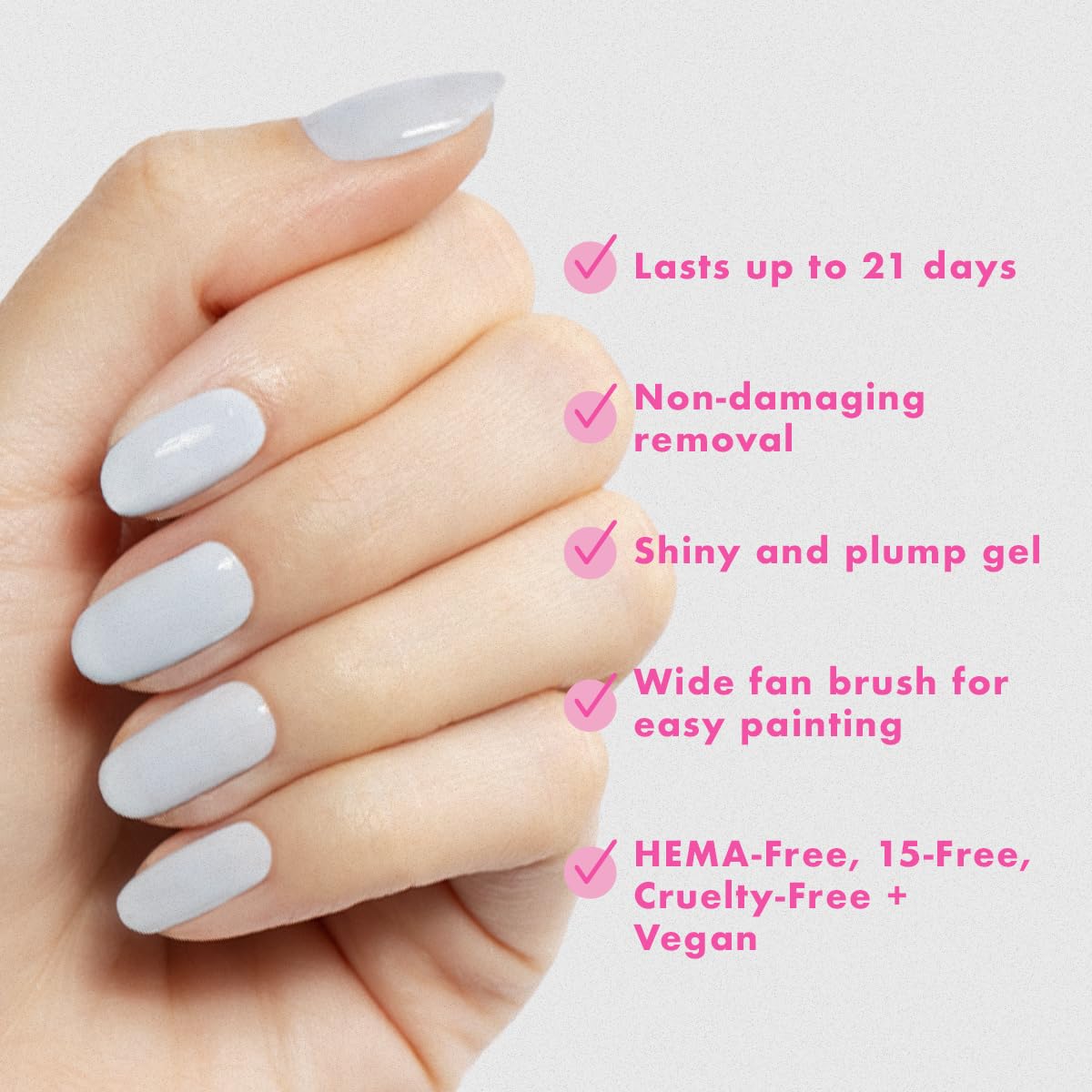Olive & June second coat creating a plump, glossy, salon-quality finish.