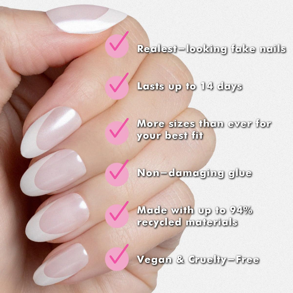 Olive & June Instant Mani glue image highlights non-toxic adhesive for safe wear