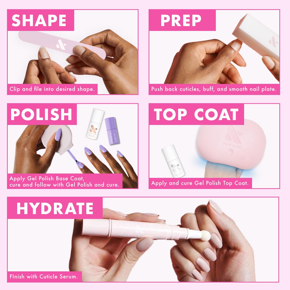 Olive & June manicure pedicure setup highlights at-home nail care versatility.