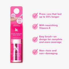 Olive & June Ultra Strong Nail Glue brush-on application for even coverage