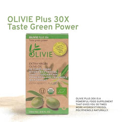 OLIVIE Plus high-polyphenol olive oil close-up emphasizing polyphenols and flavor.