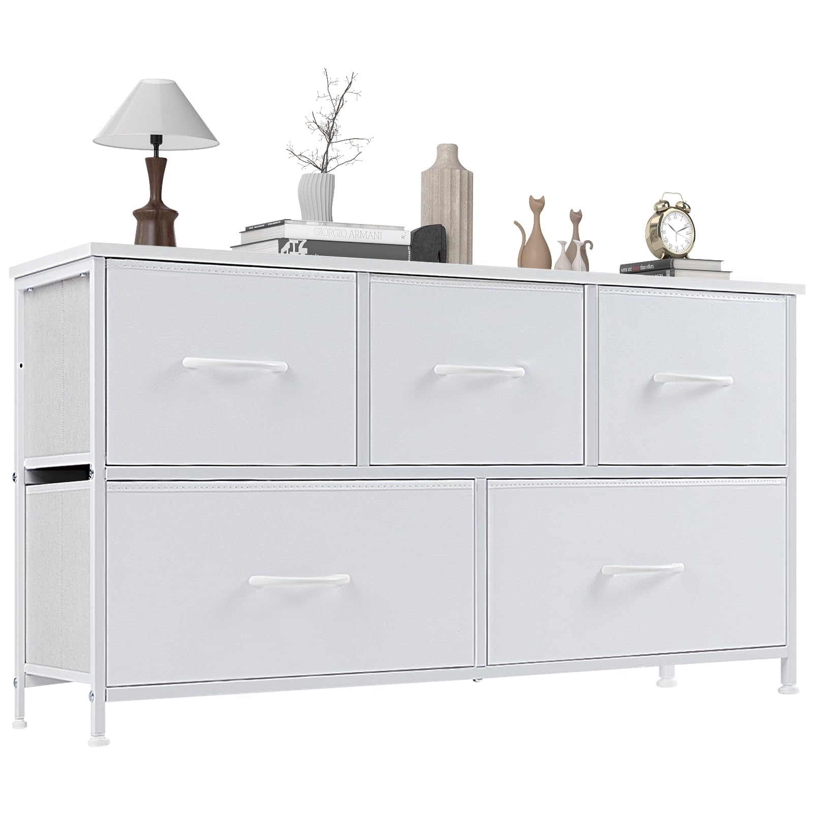 OLIXIS 5-drawer dresser with wood top for bedroom organization and style