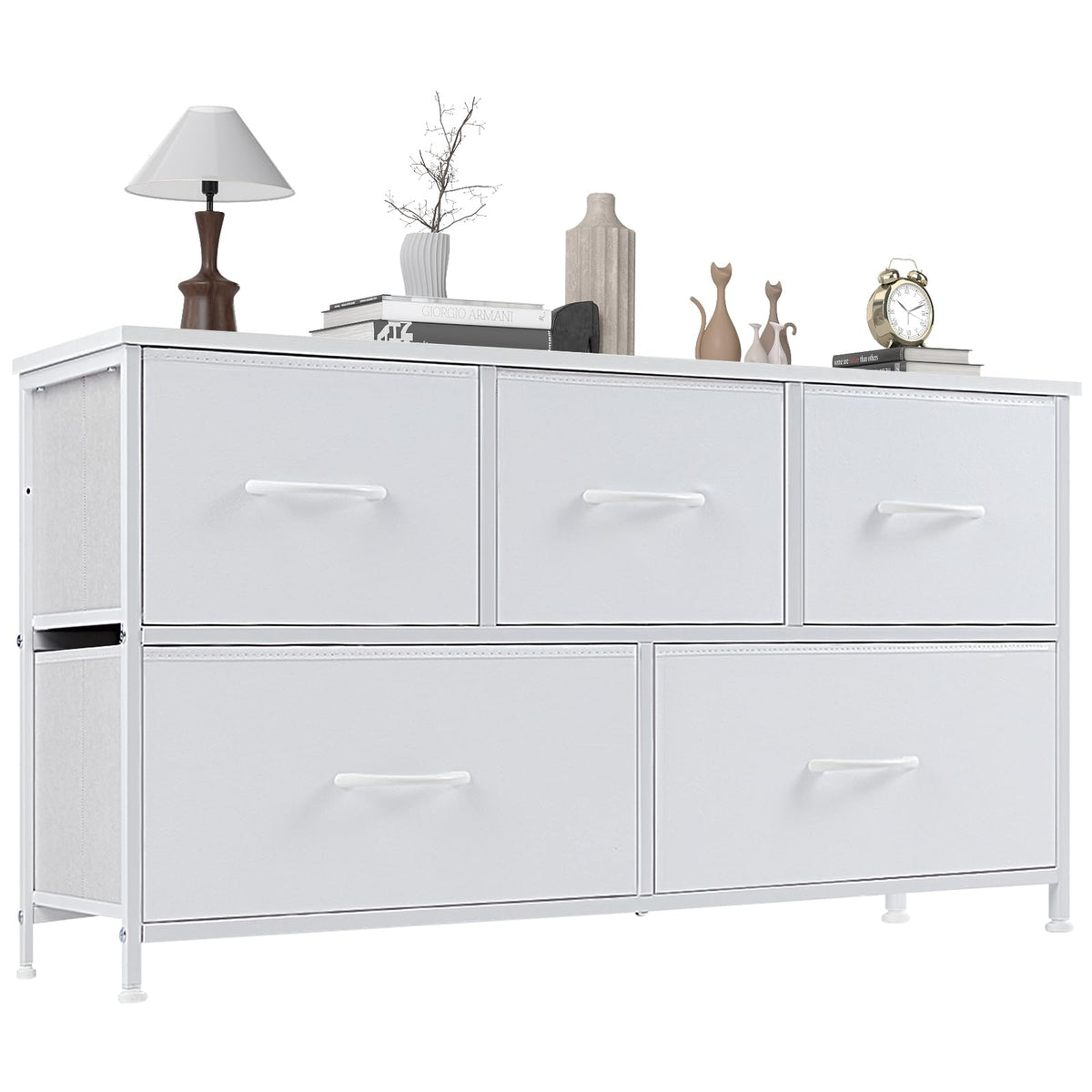 OLIXIS 5-drawer dresser with wood top for bedroom organization and style