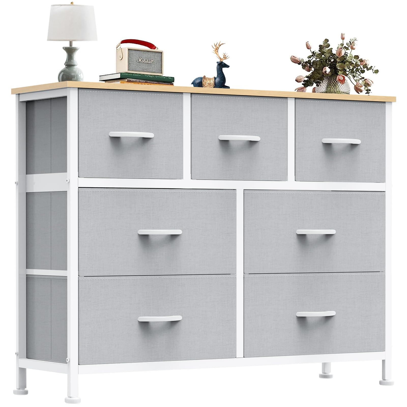 OLIXIS 7-drawer dresser with bedroom top for neat storage and display.
