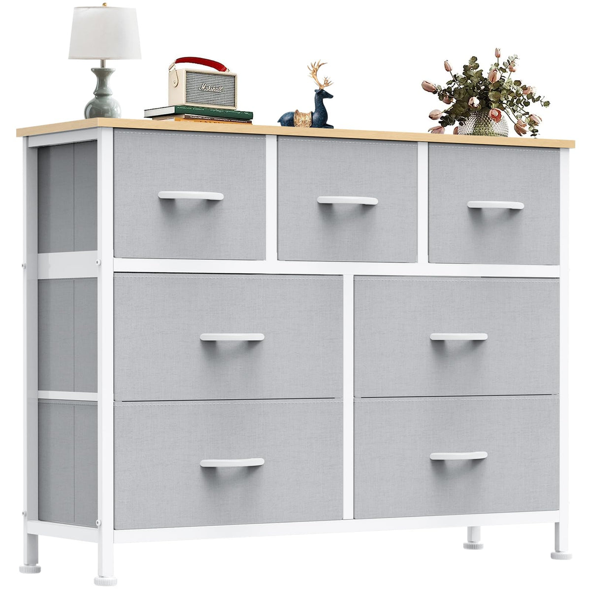 OLIXIS 7-drawer dresser with bedroom top for neat storage and display.