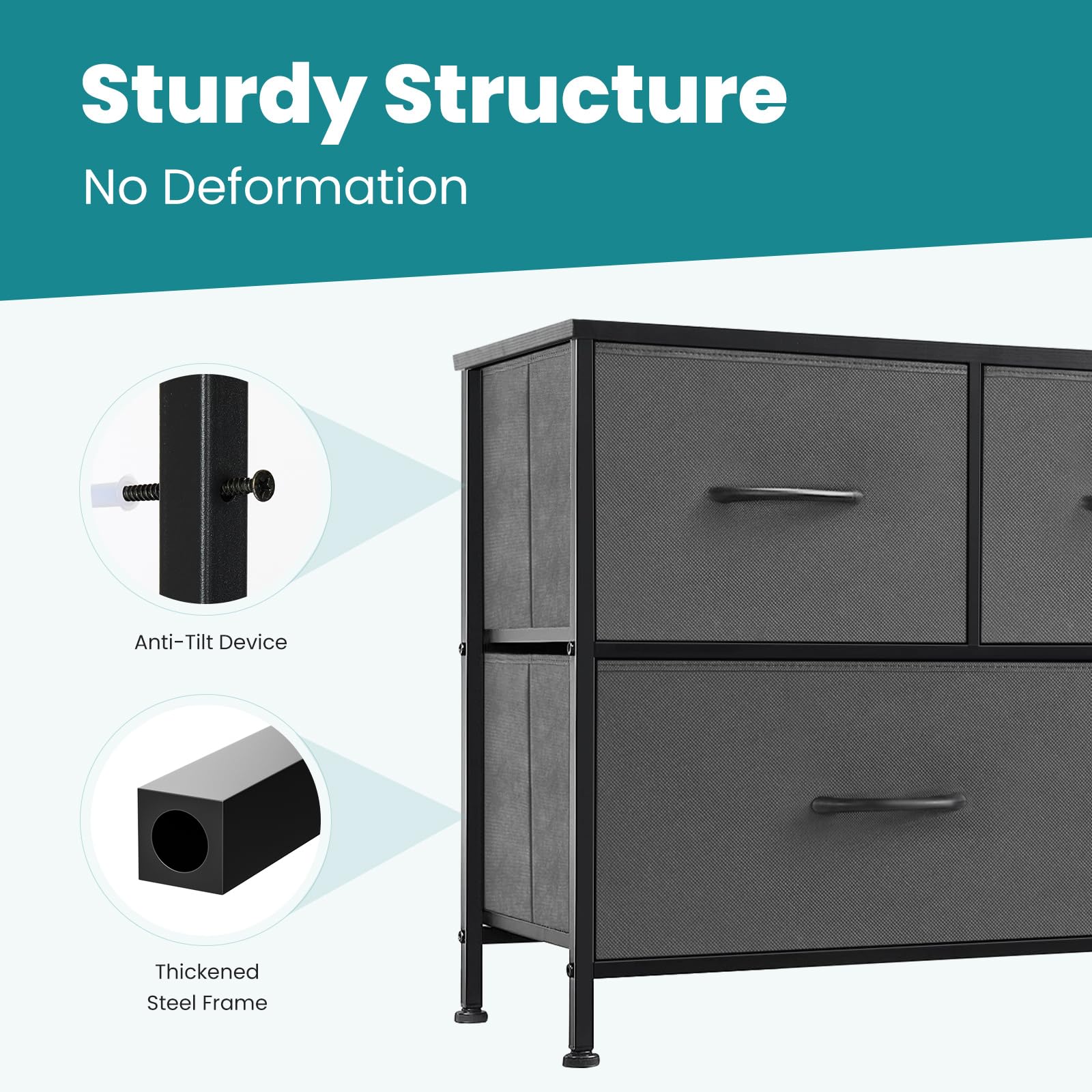 OLIXIS dresser anti-tipping accessories enhance bedroom safety.