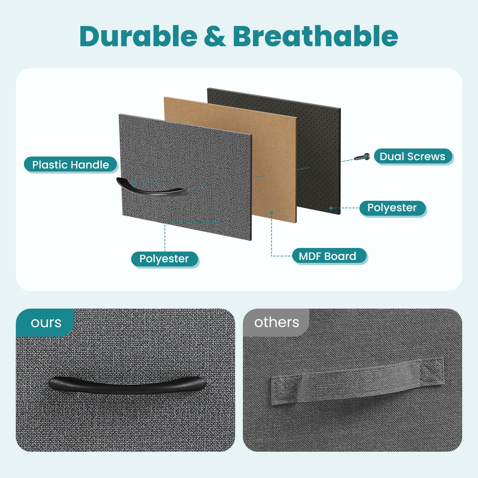 OLIXIS dresser durable materials feature non-woven fabric for easy cleaning.