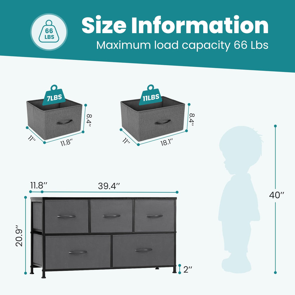 OLIXIS dresser fabric drawer open shows soft, breathable storage space.