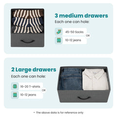 OLIXIS dresser five-drawer design offers ample storage and organization potential.