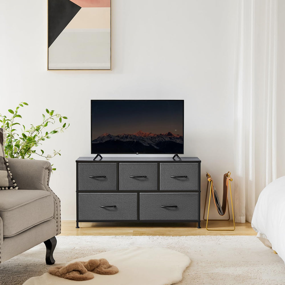 OLIXIS dresser wood-top display highlights a durable surface for daily items.
