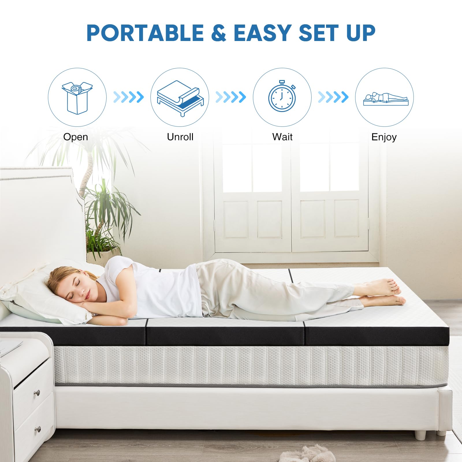 OLIXIS tri-fold mattress CertiPUR-US certified memory foam