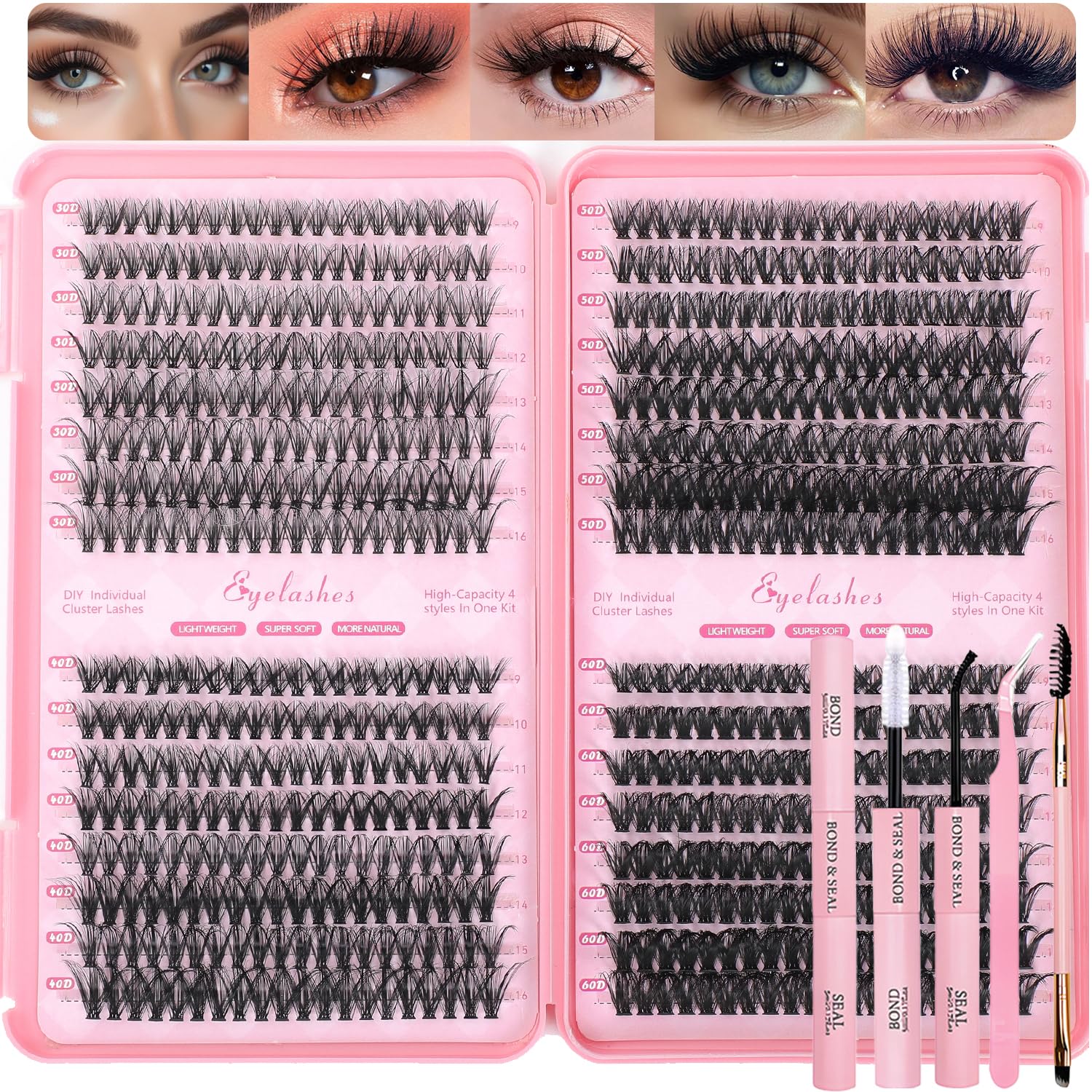 OLLAVO Lash Clusters Kit 640 pcs packaging for complete DIY lash solution.