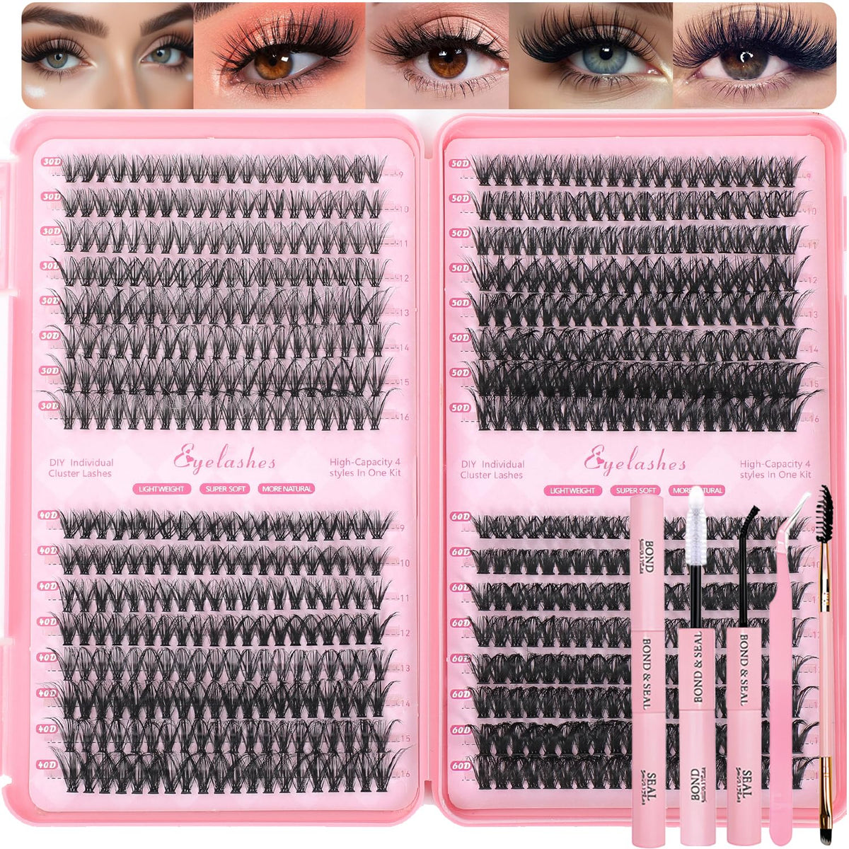 OLLAVO Lash Clusters Kit 640 pcs packaging for complete DIY lash solution.