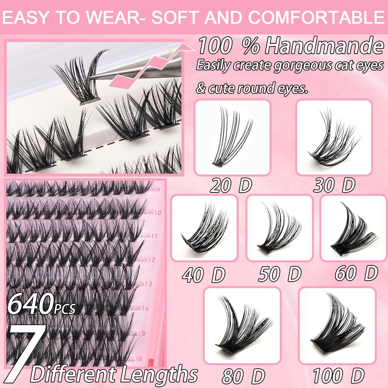 OLLAVO lash clusters density 30D-60D for customizable volume.