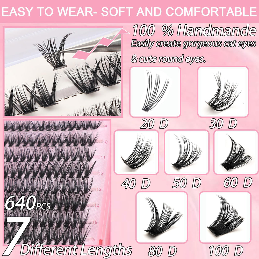 OLLAVO lash clusters density 30D-60D for customizable volume.