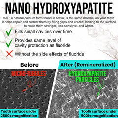 Ollie 10 percent nano-hydroxyapatite label highlighting fluoride-free enamel care.