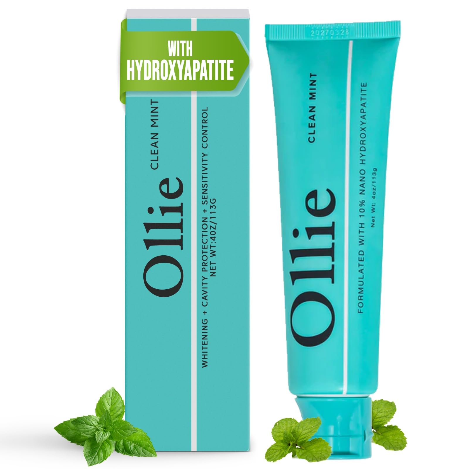 Ollie fluoride-free toothpaste shows enamel remineralization visuals with nano hydroxyapatite.