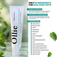 Ollie Hydroxyapatite enamel remineralization visual showing healthy enamel