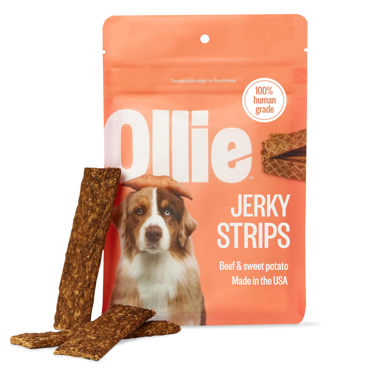 Friandises Ollie boeuf et patate douce, récompense naturelle pour chien.