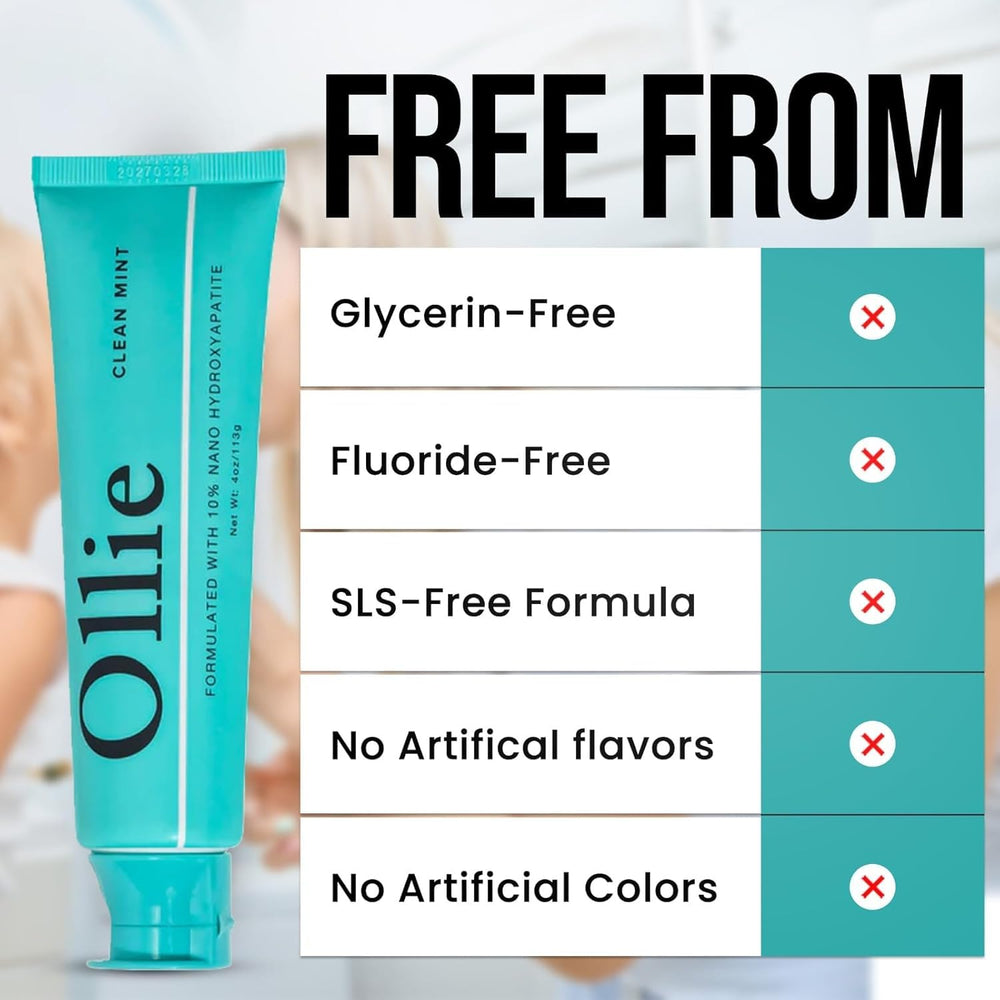 Ollie mint flavor tube with peppermint imagery for refreshing routine.