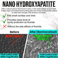 Ollie fluoride-free formula highlights cavity protection with 10% nano-hydroxyapatite.