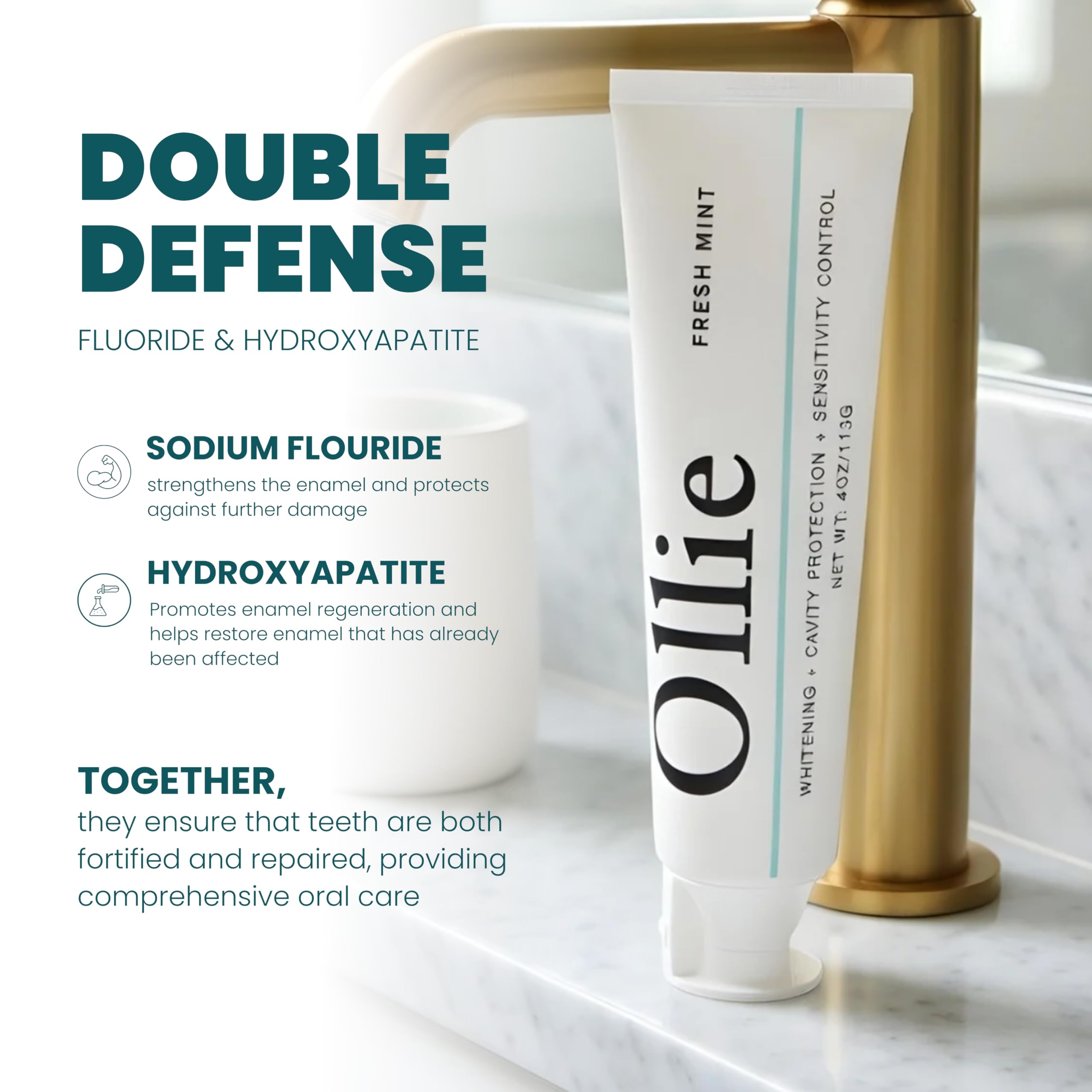 Ollie Fresh Mint toothpaste for sensitive teeth offering comfortable cleansing